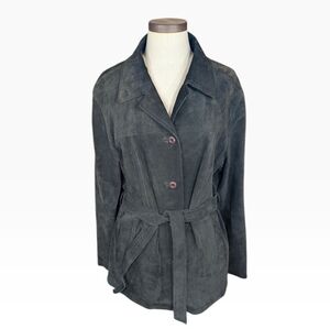Vintage Wilsons Maxima Black Suede Jacket With Belt. XL.